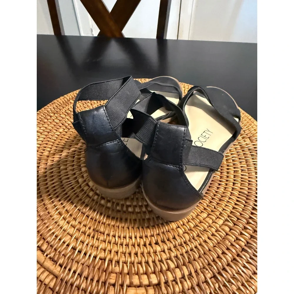 Sole Society Womens Black Elastic Ankle Strap Low Block Heel Sandals Size 10M
